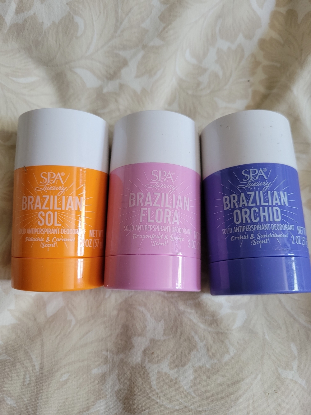 NWT SpaLuxury 2oz Brazilian Sol, Flora & Orchid Deodorant Bundle